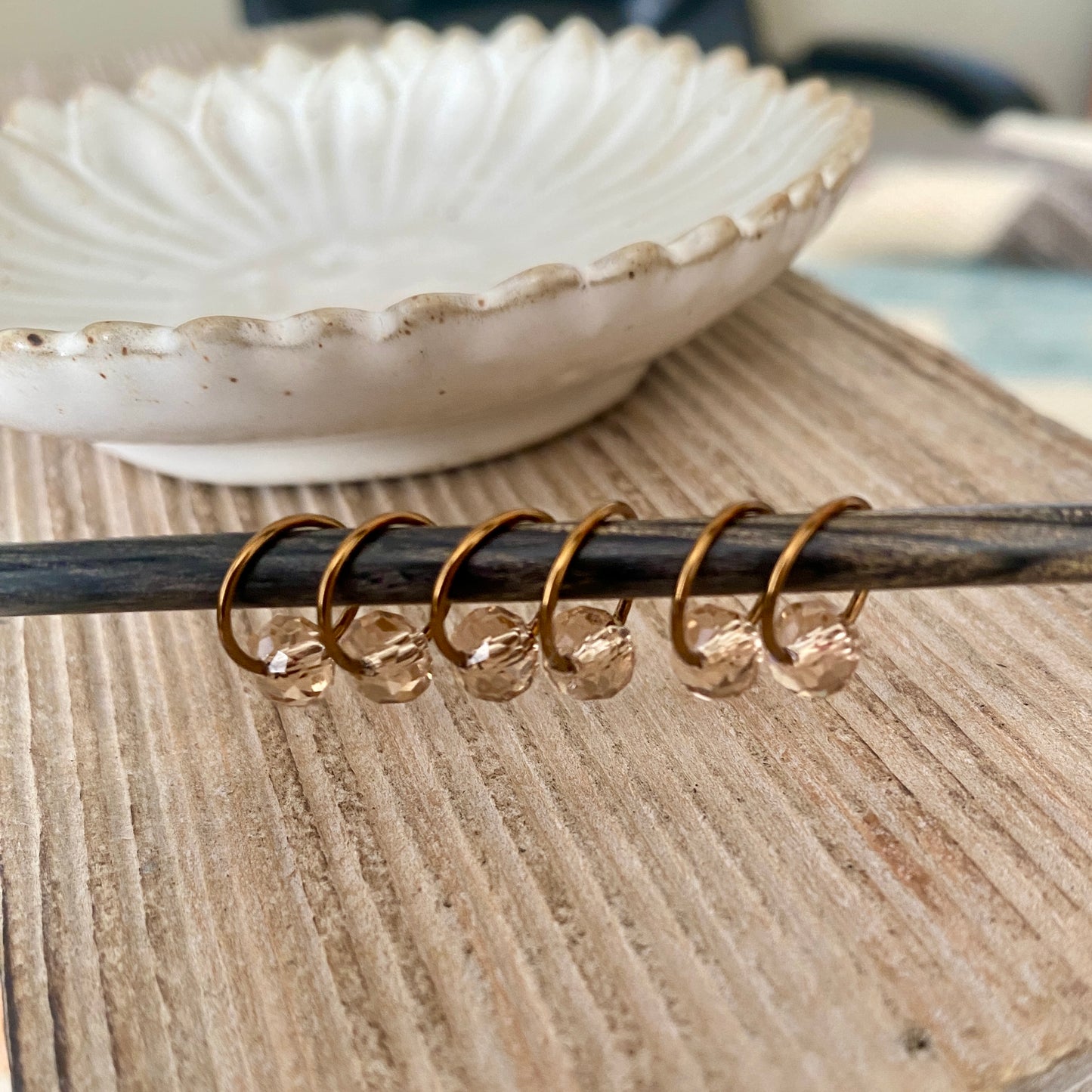 Beaded Stitch Markers - Set of 6 Wheat Berry