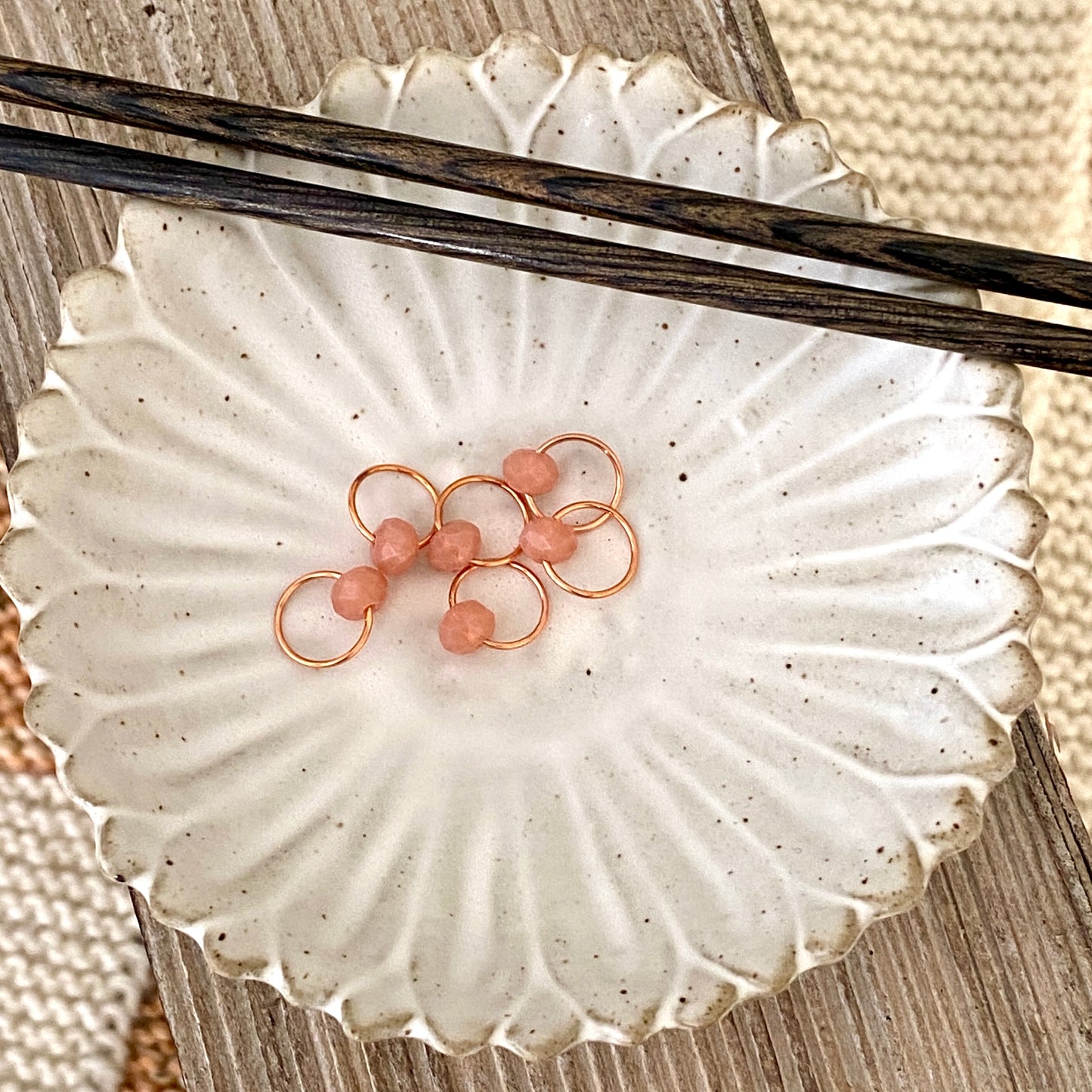 Beaded Stitch Markers - Set of 6 Coral