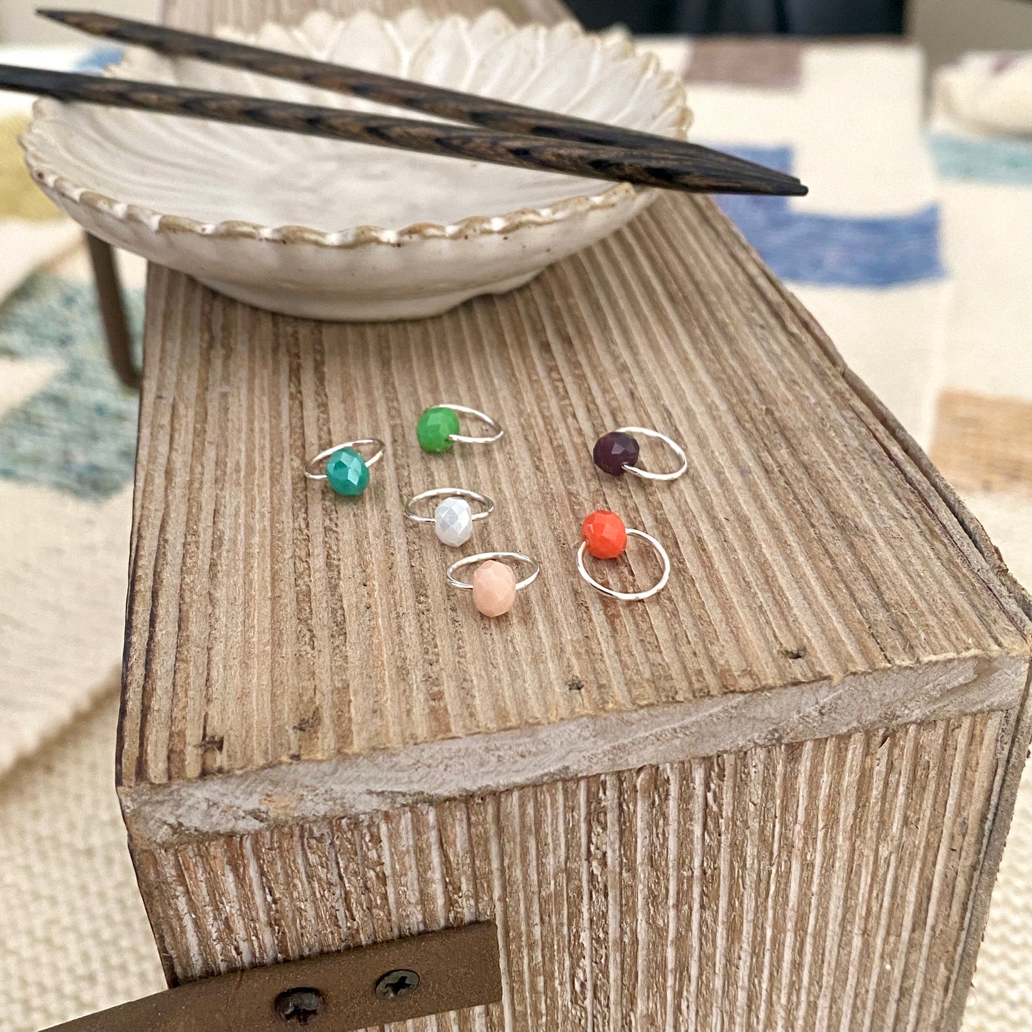 Beaded Stitch Markers - Set of 6 Multi Colored