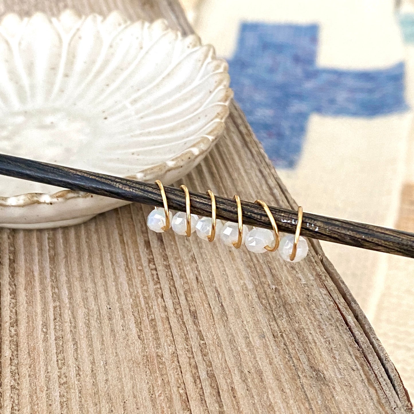 Beaded Stitch Markers - Set of 6 White
