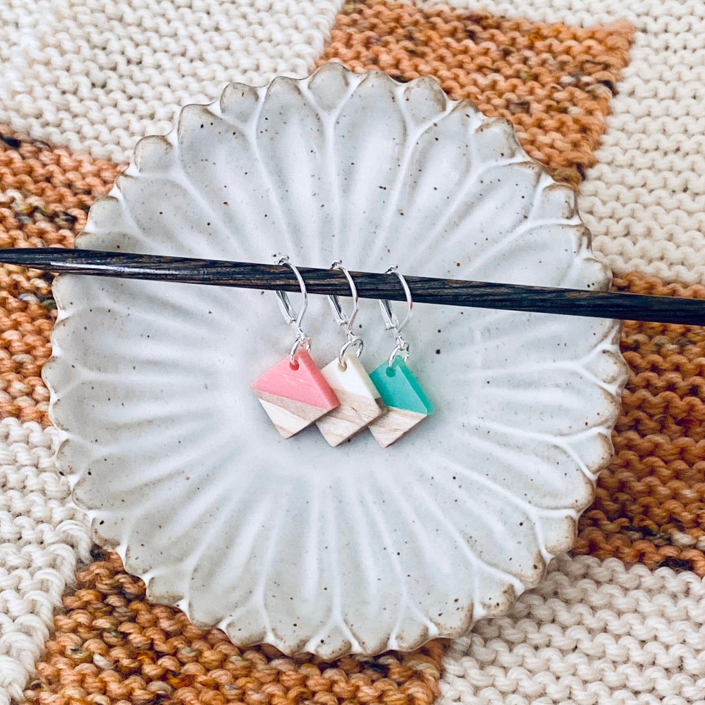 Progress Keepers Resin & Wooden Square Set of 3 Pink, Cream and Aqua