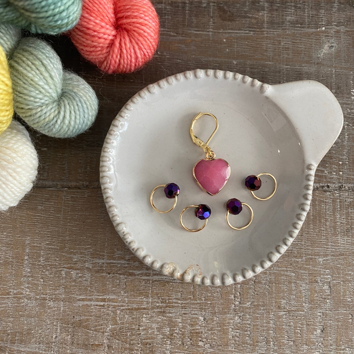 Valentine Beaded Stitch Markers & Heart Progress Keeper