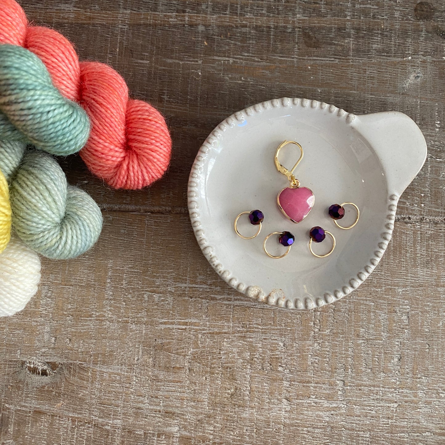Valentine Beaded Stitch Markers & Heart Progress Keeper