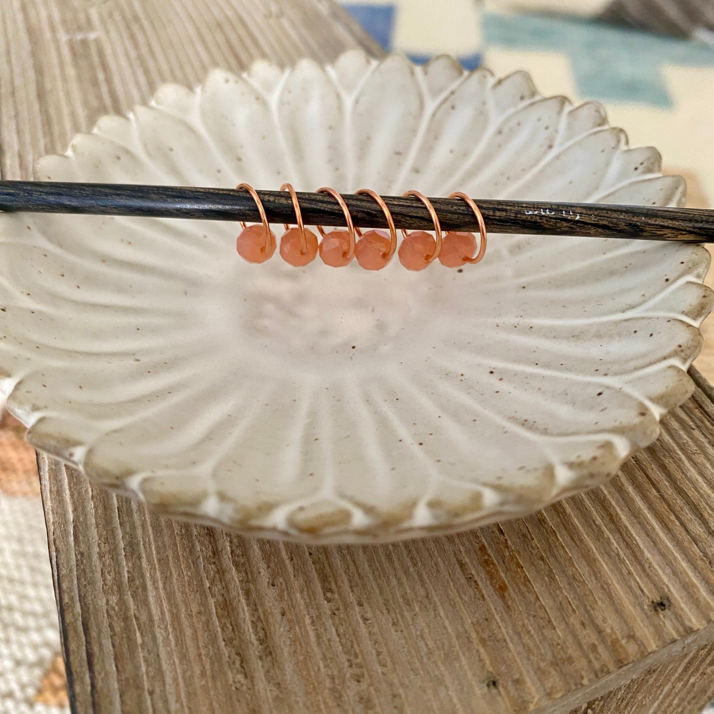 Beaded Stitch Markers - Set of 6 Coral