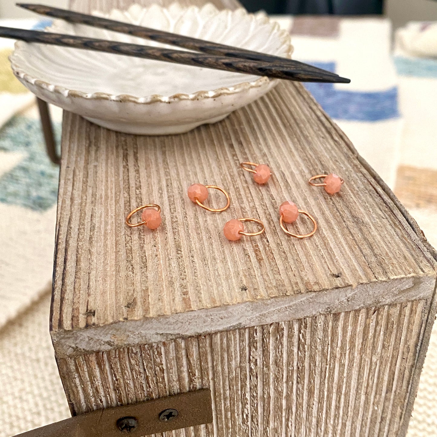 Beaded Stitch Markers - Set of 6 Coral
