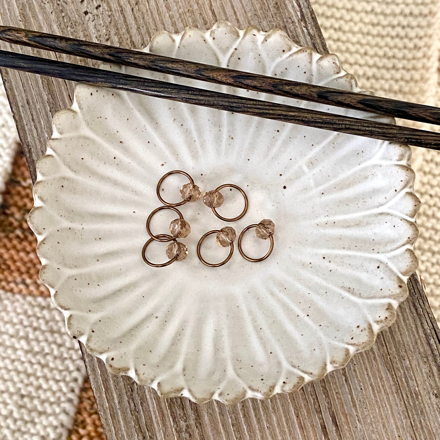Beaded Stitch Markers - Set of 6 Wheat Berry