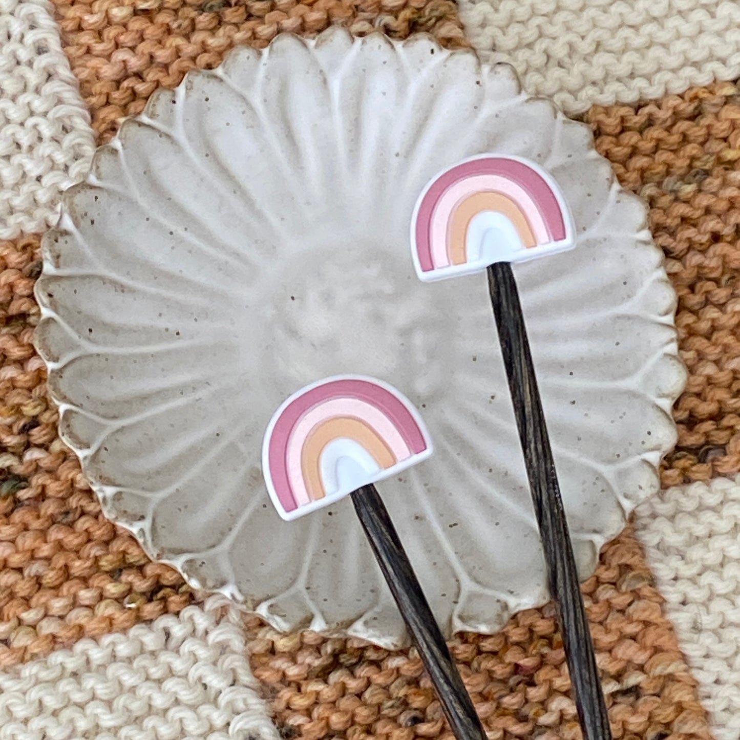 Boho Rainbow Stitch Needle Stoppers