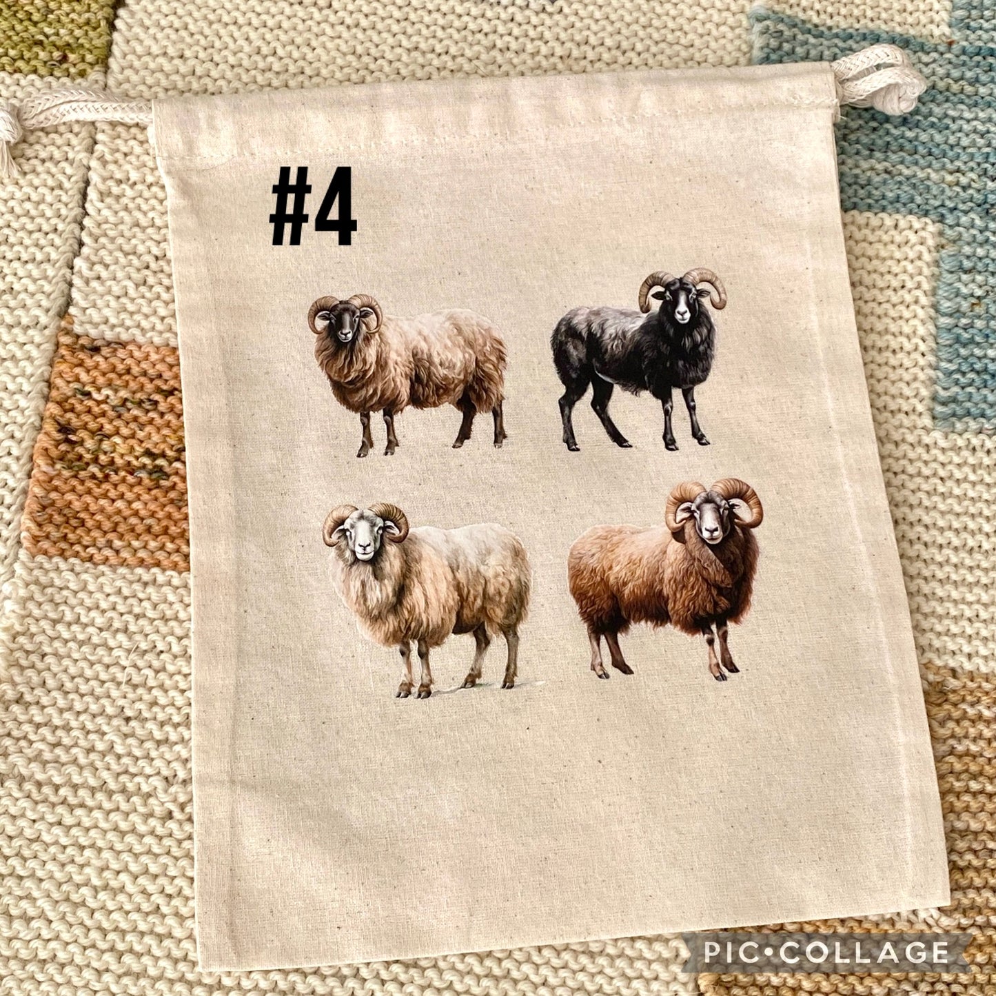Knitting or Crochet Project & Tote Bags - Watercolor Sheep Grid