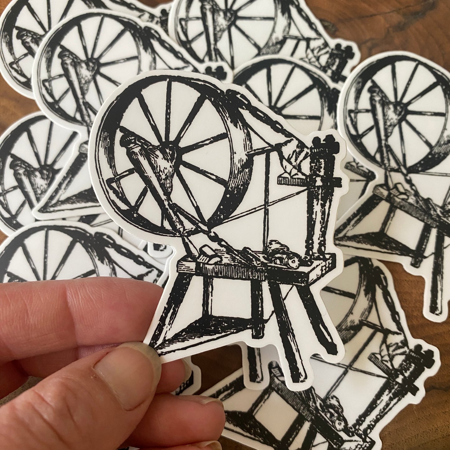 Knitting Vinyl Sticker **Waterproof** - Spinning Wheel