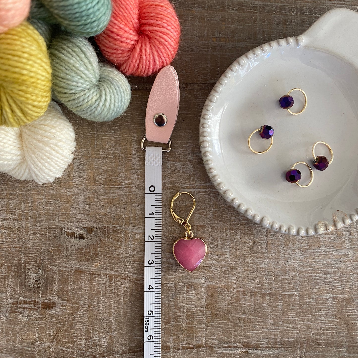 Valentine Beaded Stitch Markers & Heart Progress Keeper