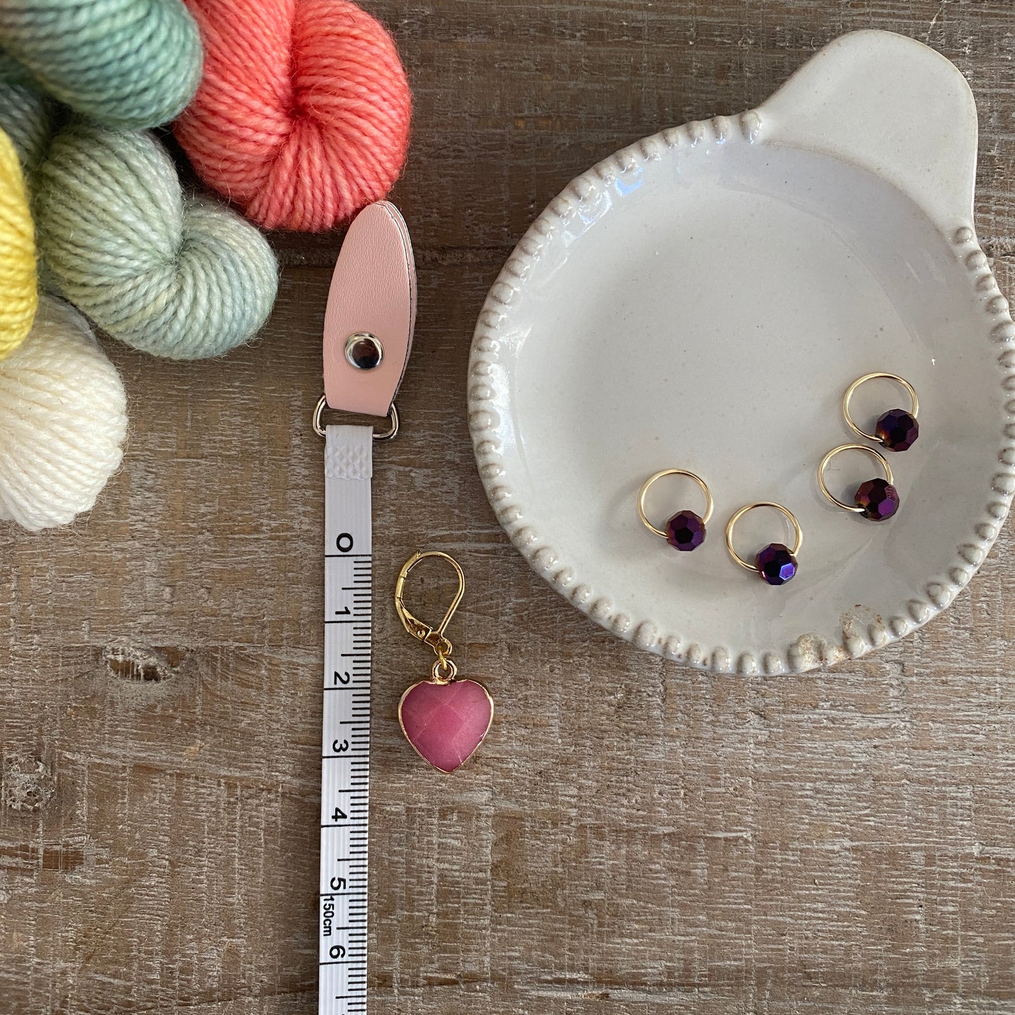 Valentine Beaded Stitch Markers & Heart Progress Keeper