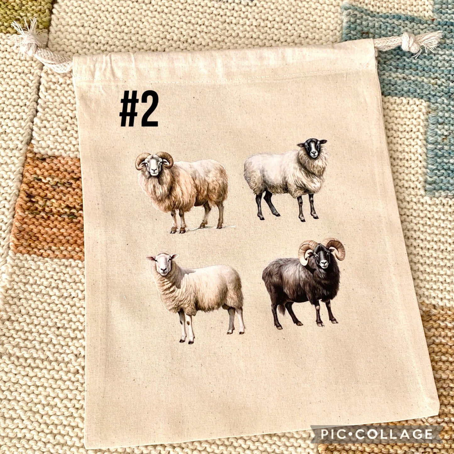 Knitting or Crochet Project & Tote Bags - Watercolor Sheep Grid