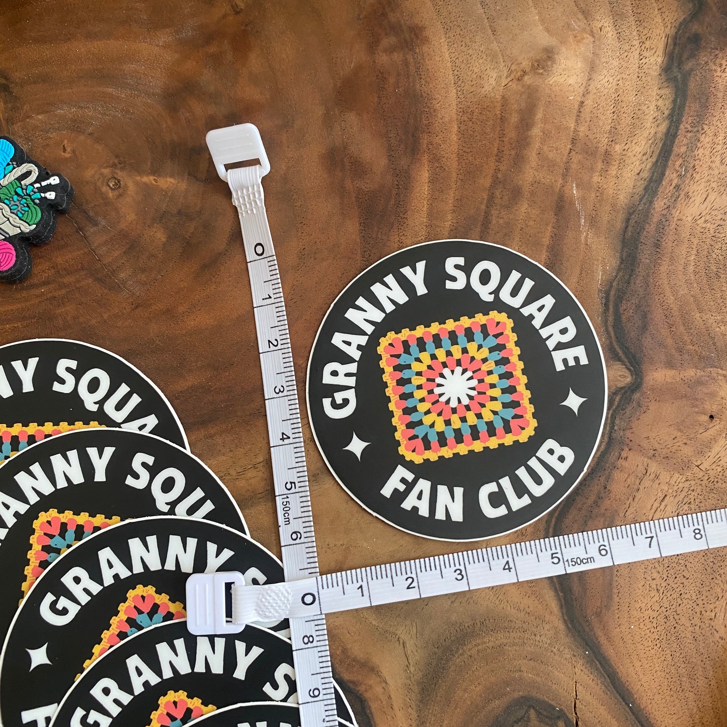 Crochet Vinyl Sticker "Granny Square Fan Club" **Waterproof**