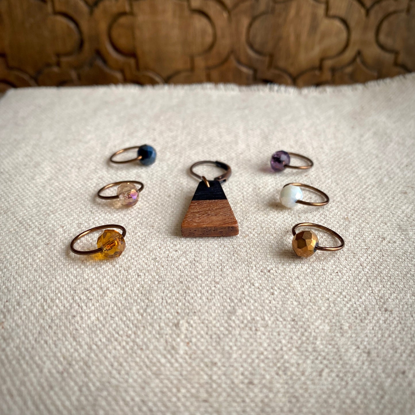 Autumnal Beaded Stitch Markers with Progress Keeper