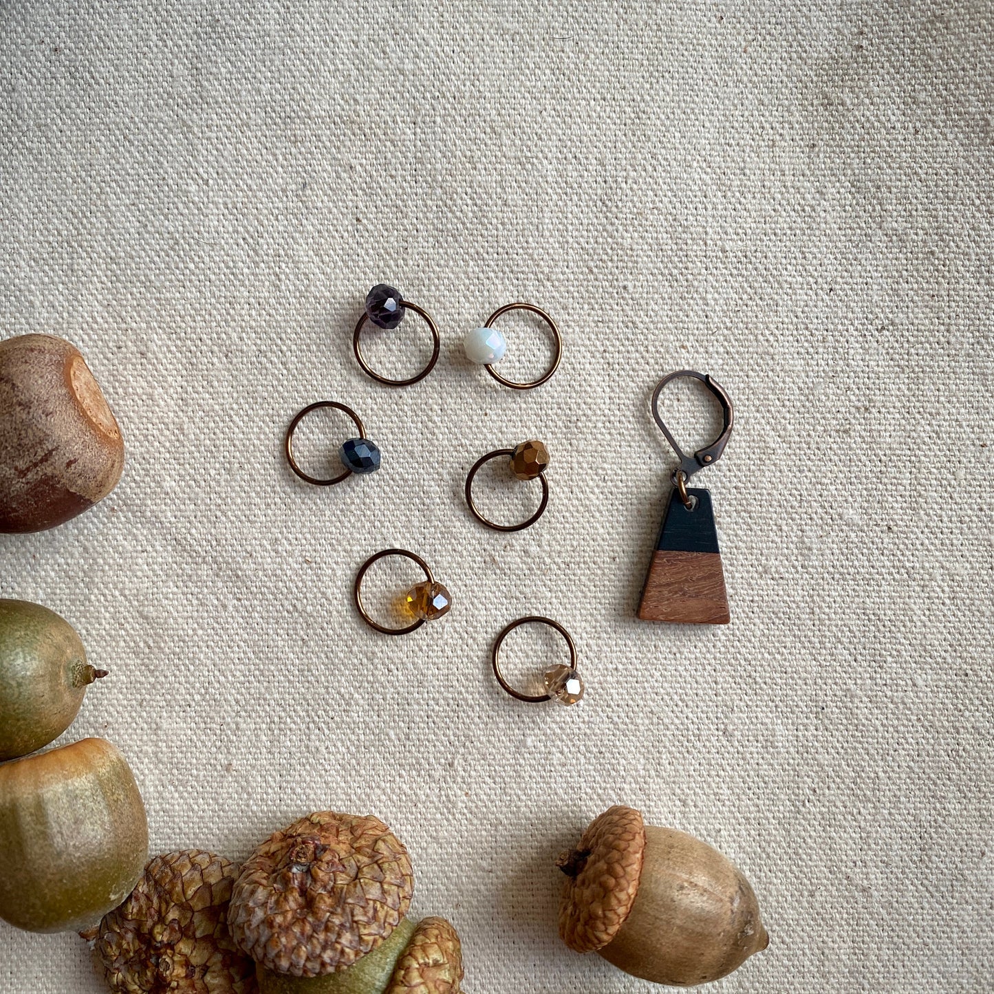 Autumnal Beaded Stitch Markers with Progress Keeper