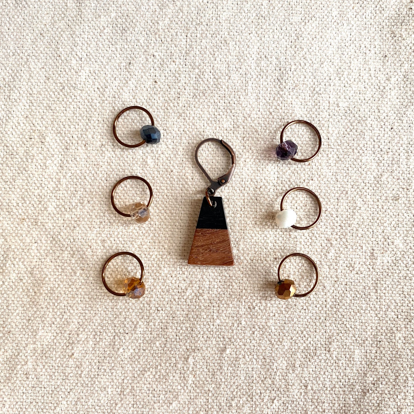 Autumnal Beaded Stitch Markers with Progress Keeper