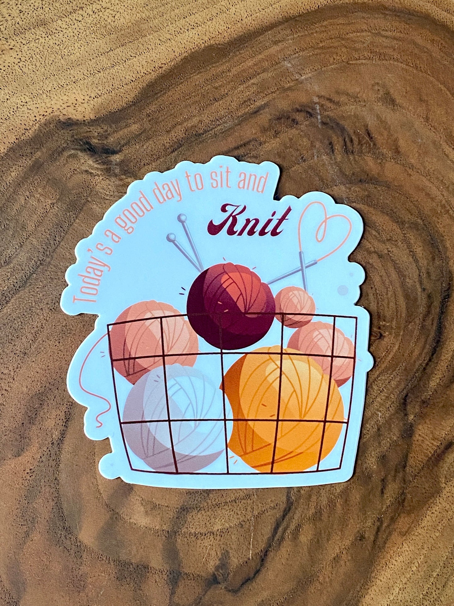 Knitting Vinyl Sticker **Waterproof** - Sit and Knit