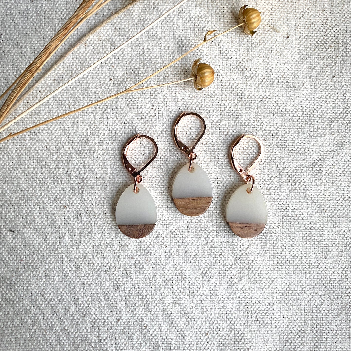 Progress Keepers Resin & Wooden Teardrop shape- Two-toned - Set of 3