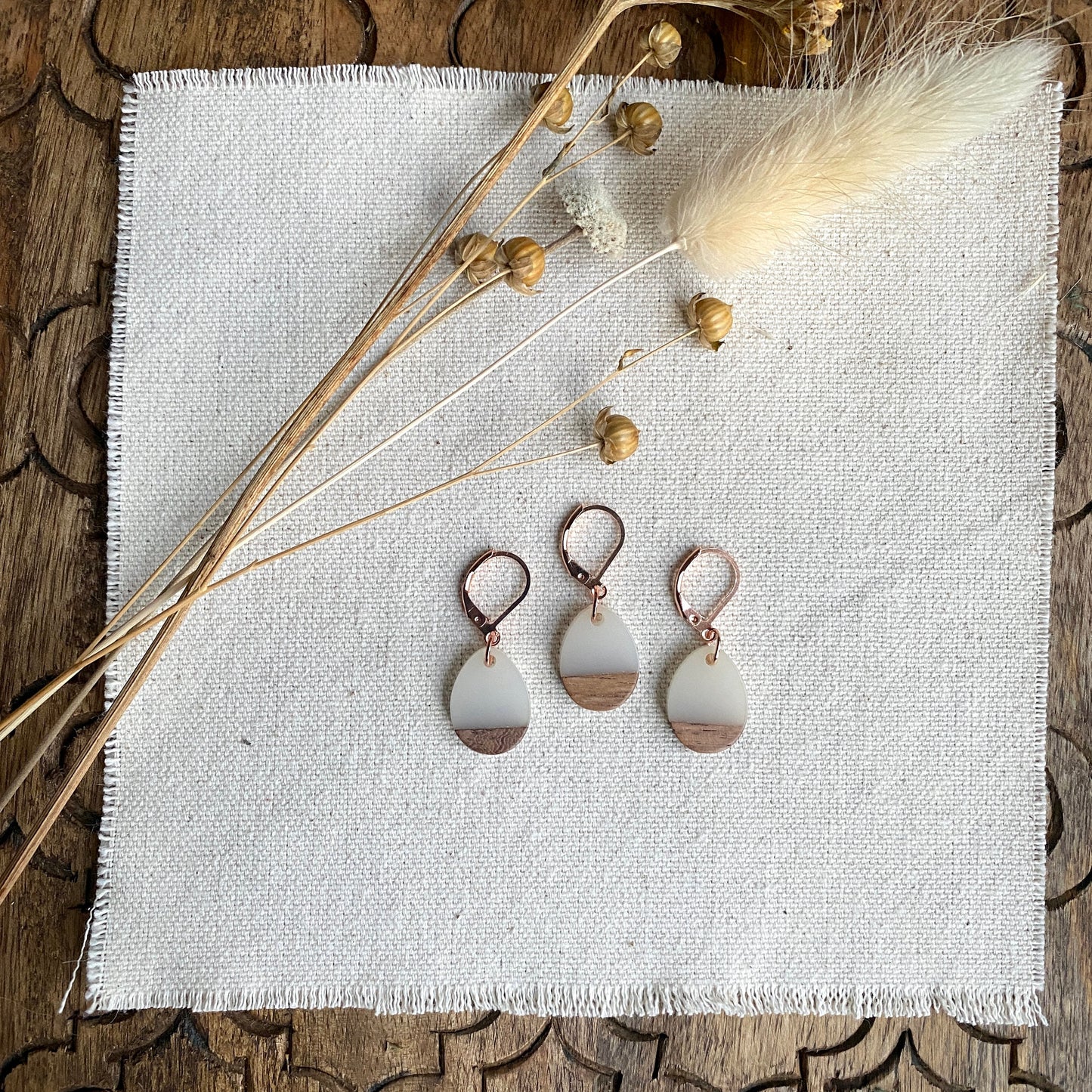 Progress Keepers Resin & Wooden Teardrop shape- Two-toned - Set of 3