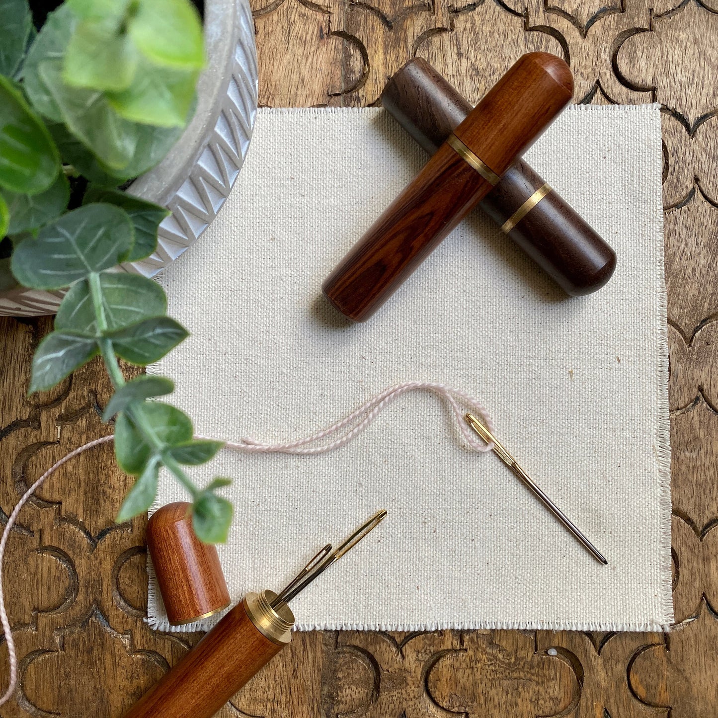Set of 3 Darning Needles with Wooden Case