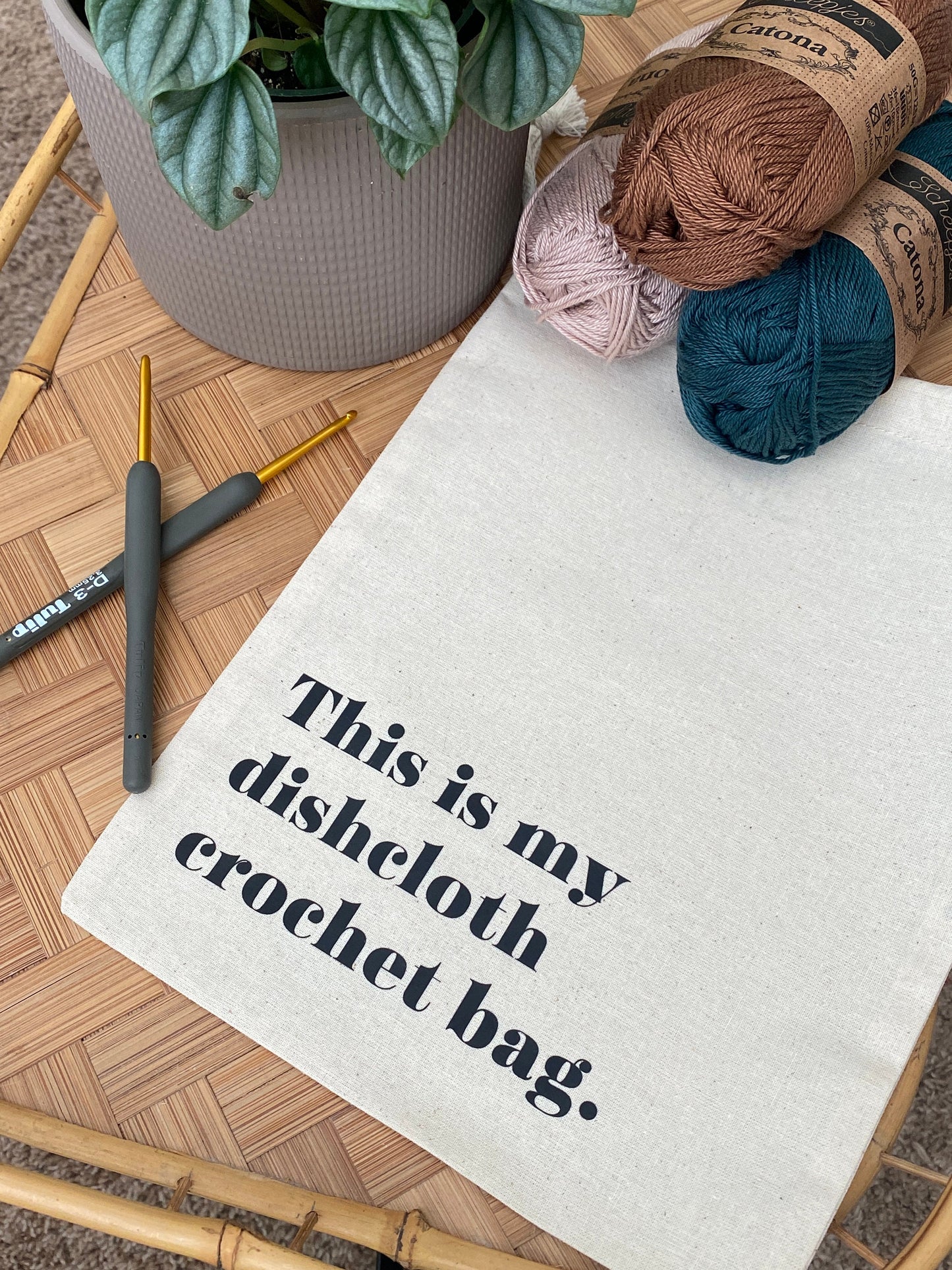 Crochet Project Bag - "This is my dishcloth crochet bag."