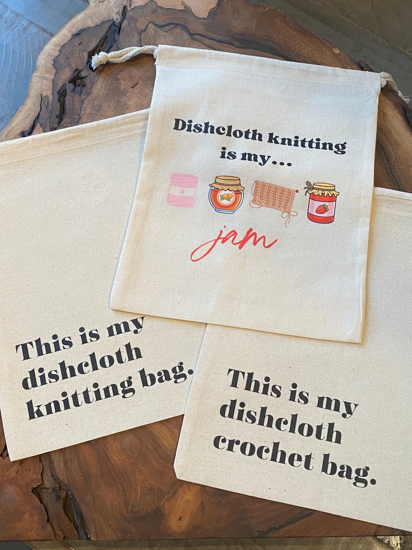 Knitting Project Bag - "Dishcloth Knitting Is My Jam"