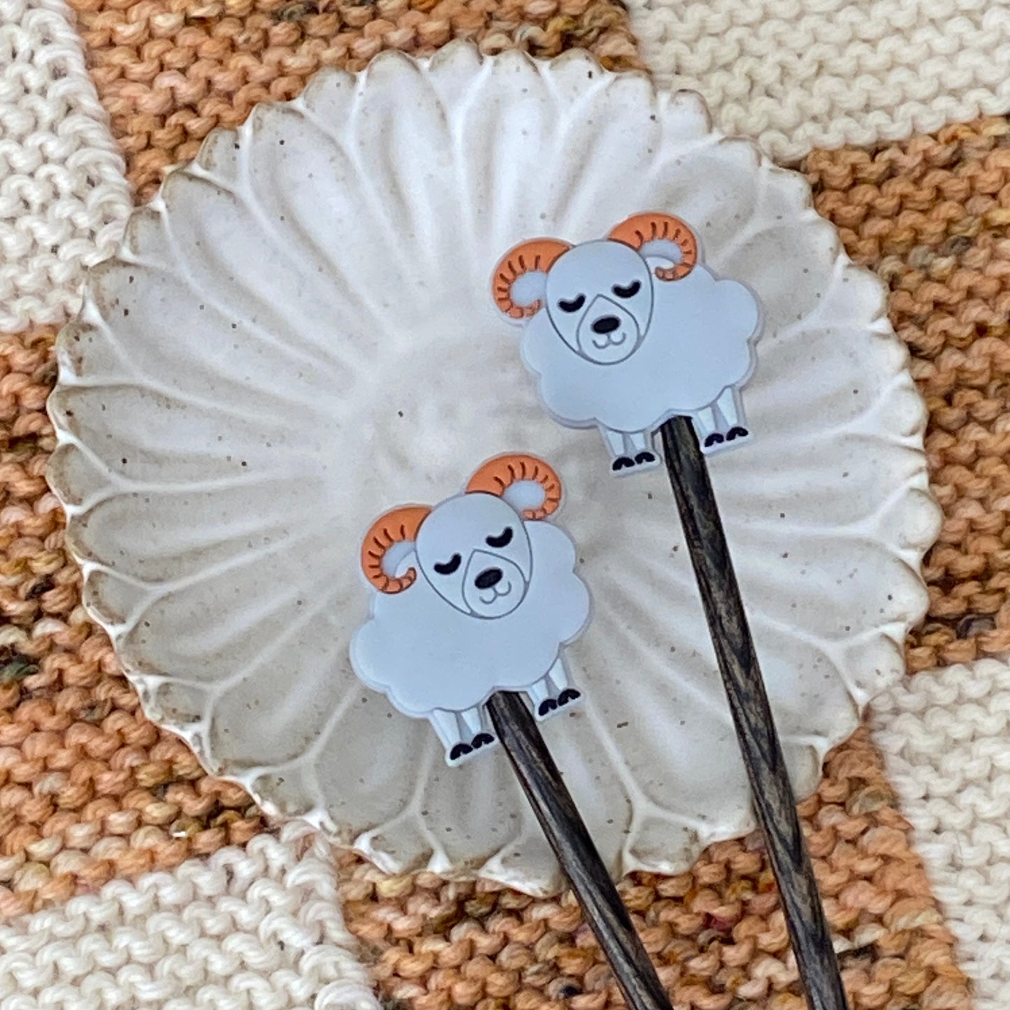 Ram/Sheep- Grey Stitch Needle Stoppers