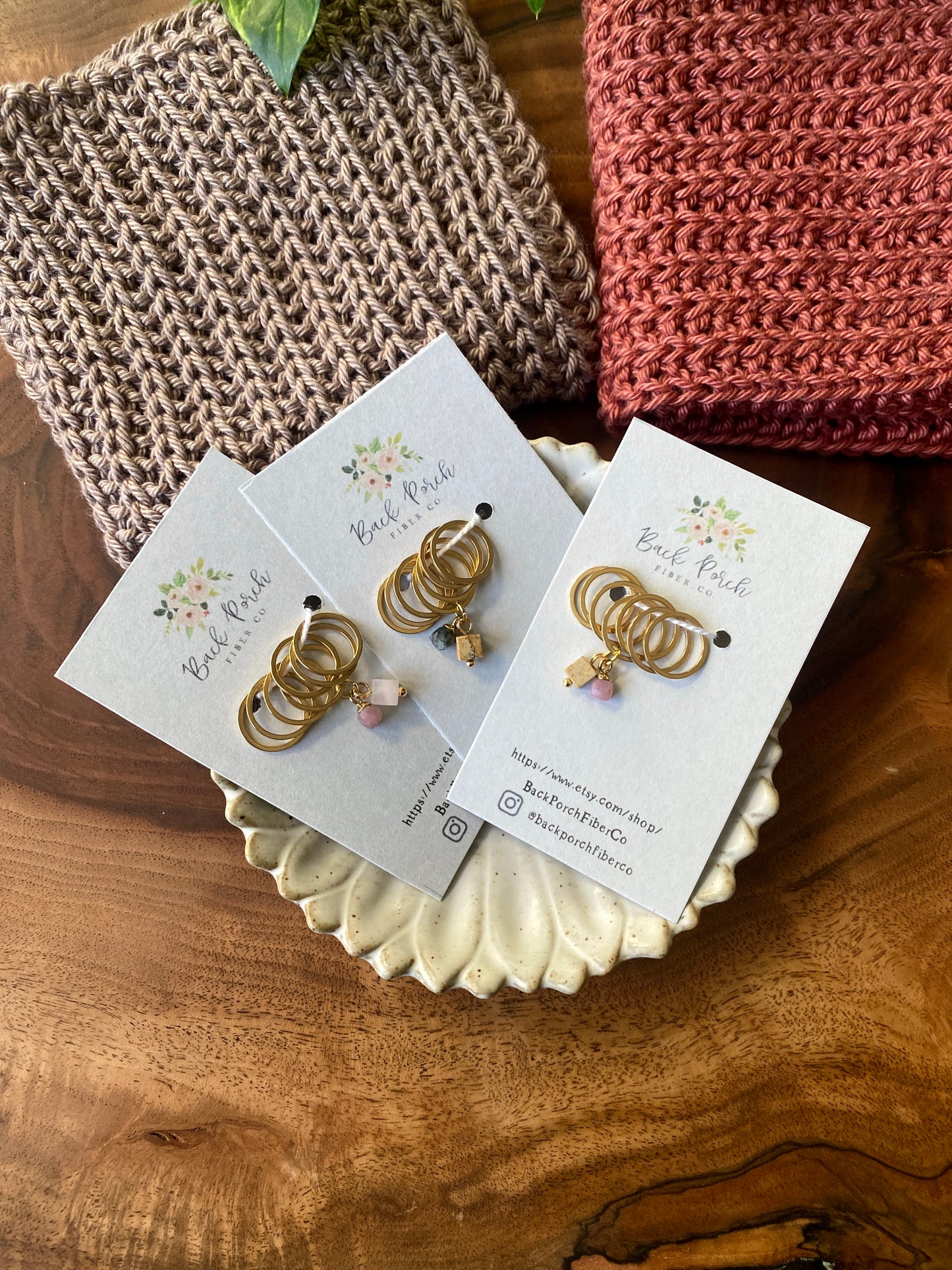 Natural Stone Stitch Marker Set