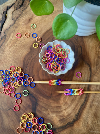 Rainbow Hexagon Stitch Markers Set