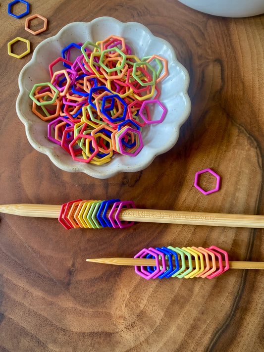 Rainbow Hexagon Stitch Markers Set