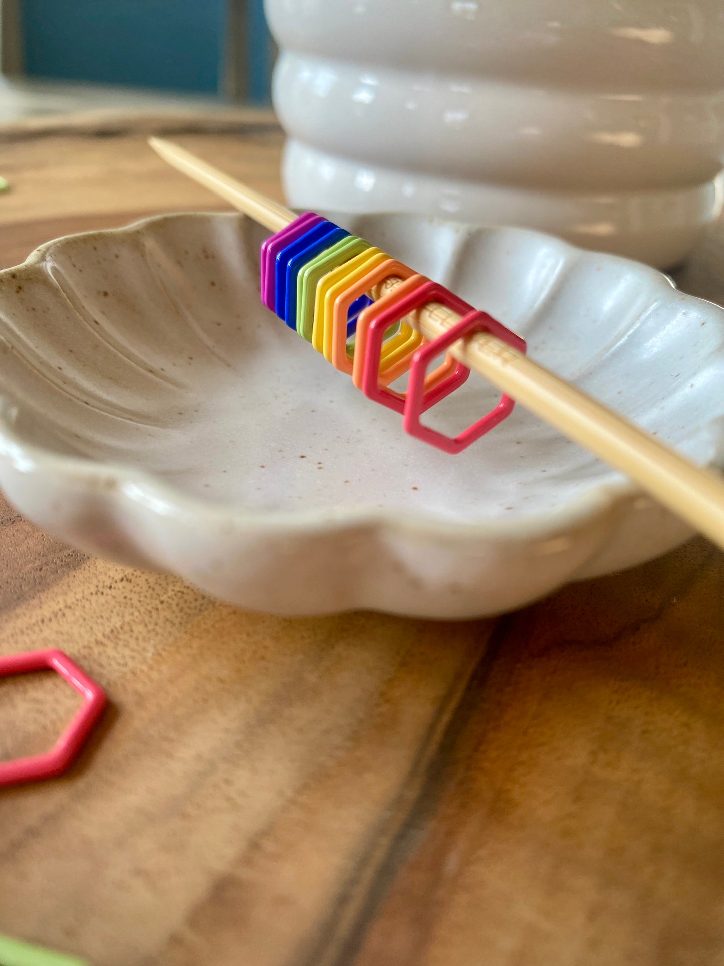 Rainbow Hexagon Stitch Markers Set