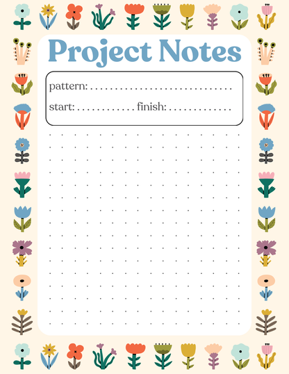 Project Notes Notepad for Crafters -Folk Flowers