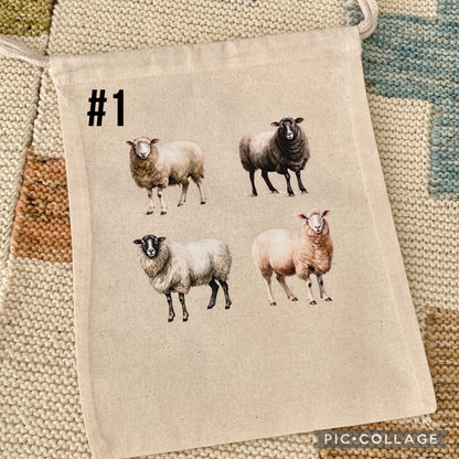 Knitting or Crochet Project & Tote Bags - Watercolor Sheep Grid