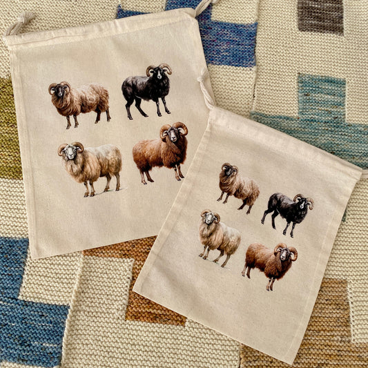 Knitting or Crochet Project & Tote Bags - Watercolor Sheep Grid