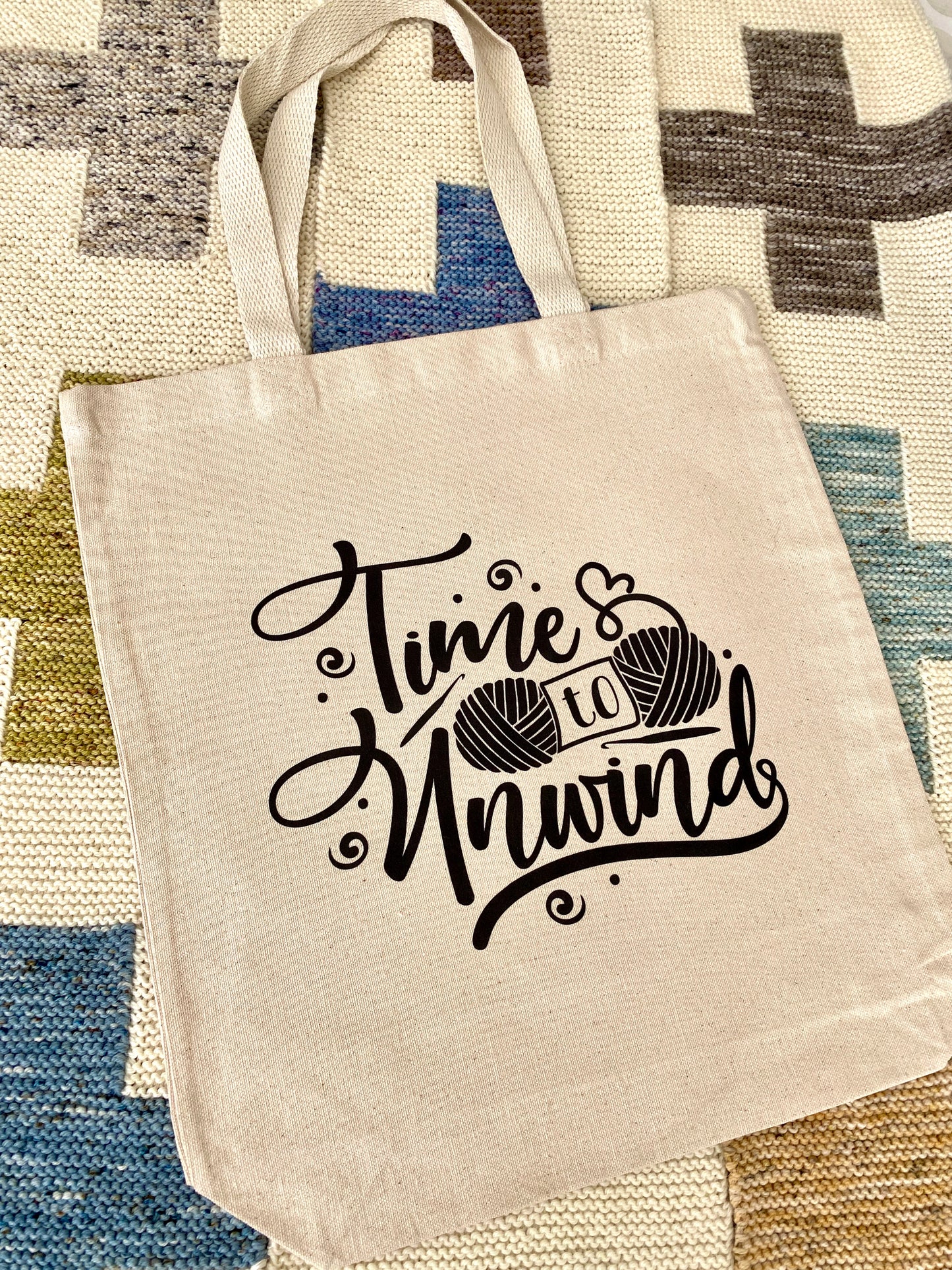 Knitting or Crochet Tote Bag - Time To Unwind