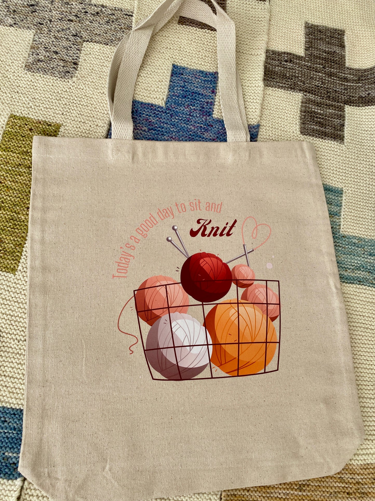 Knitting Project Bag - "Today's a good day to sit and knit"