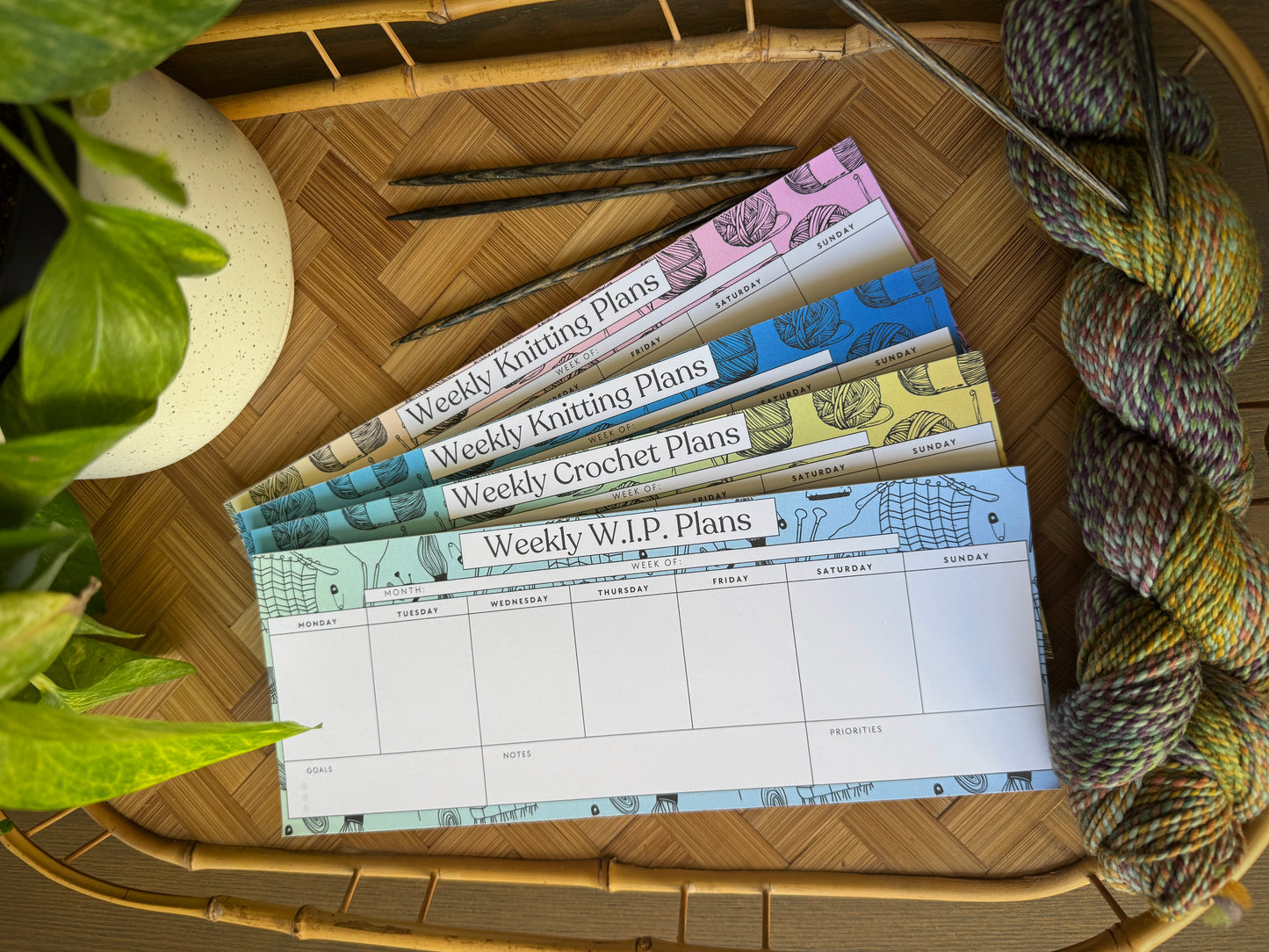 Weekly Knitting Notepad for Knitters - Blue