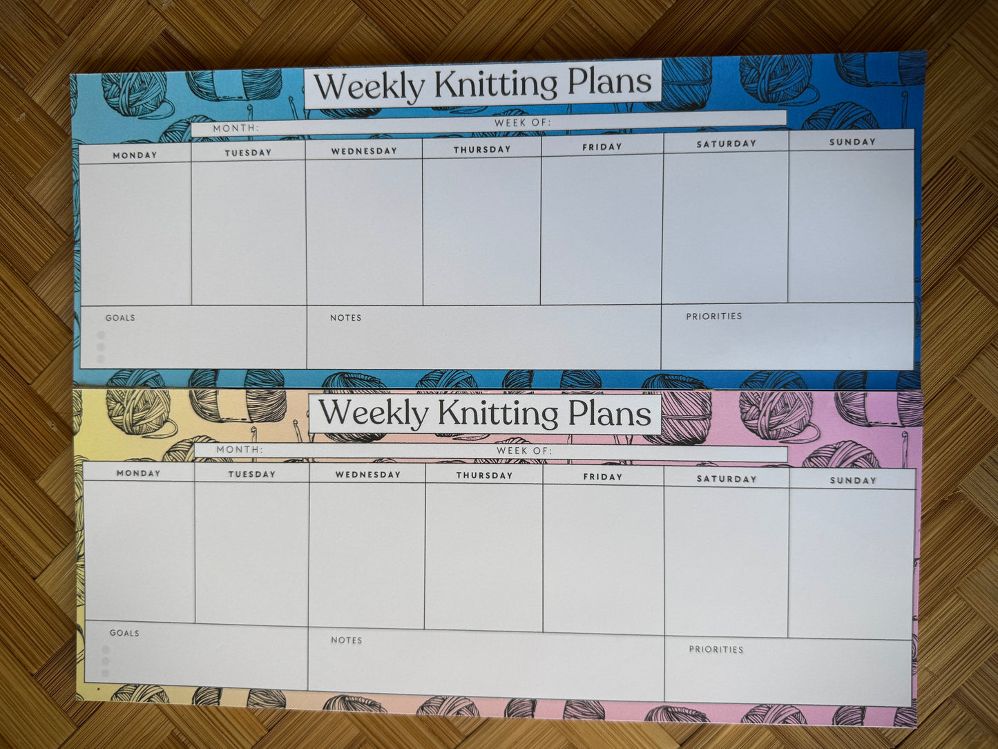 Weekly Knitting Notepad for Knitters - Blue