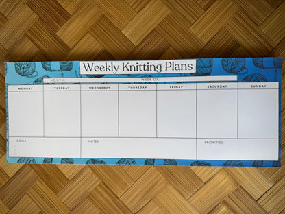 Weekly Knitting Notepad for Knitters - Blue