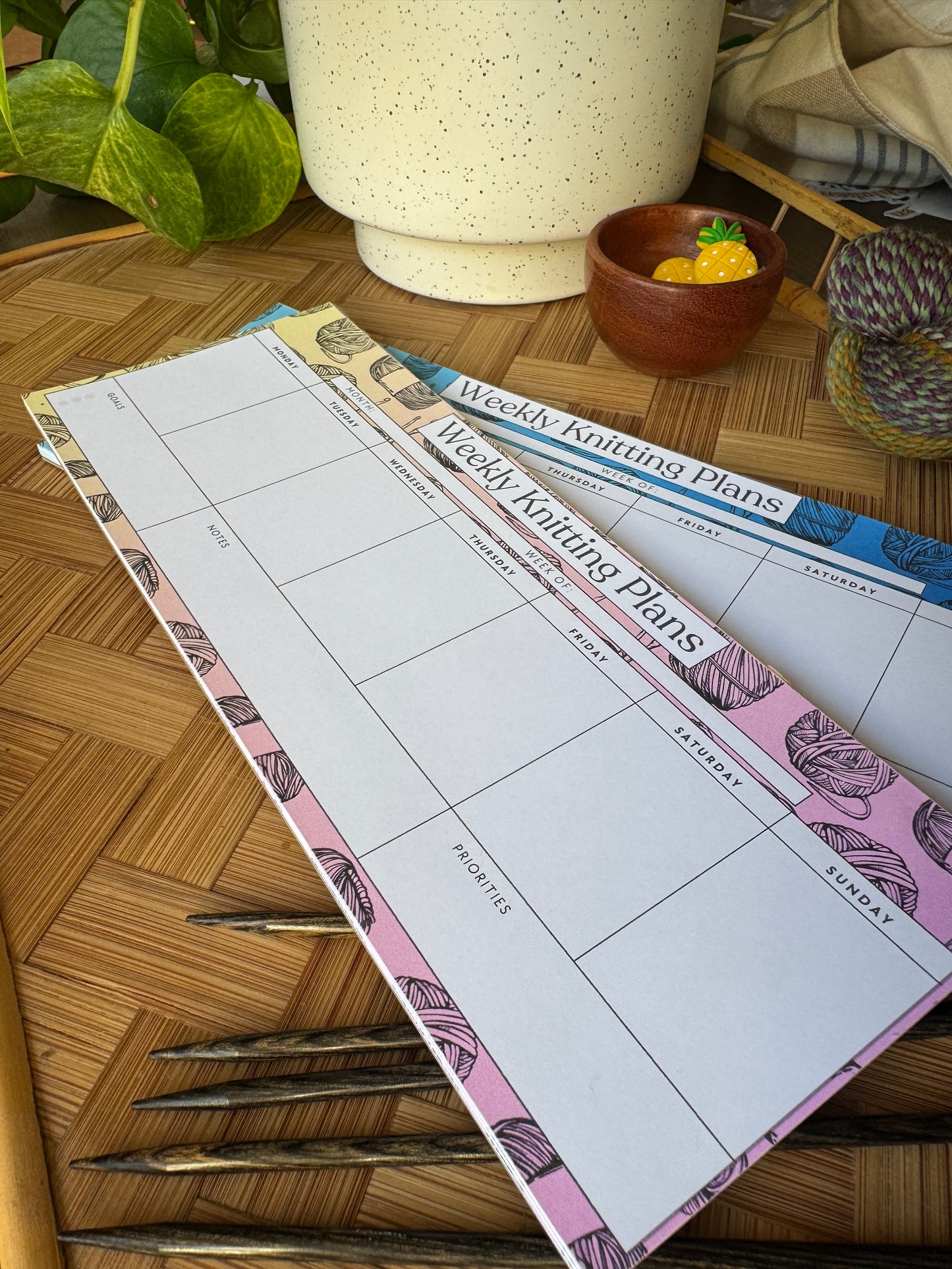 Weekly Knitting Notepad for Knitters - Blue