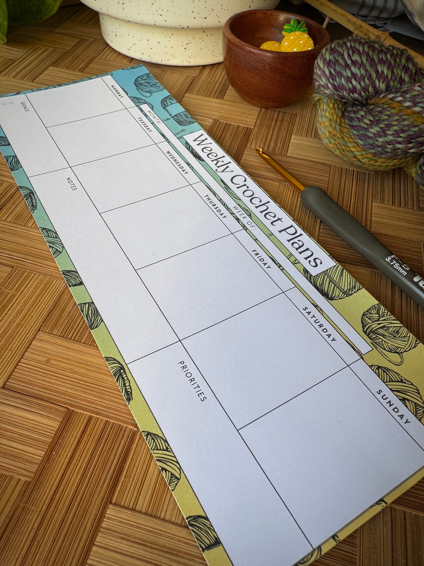 Weekly Crochet Notepad Tracker for Crocheters