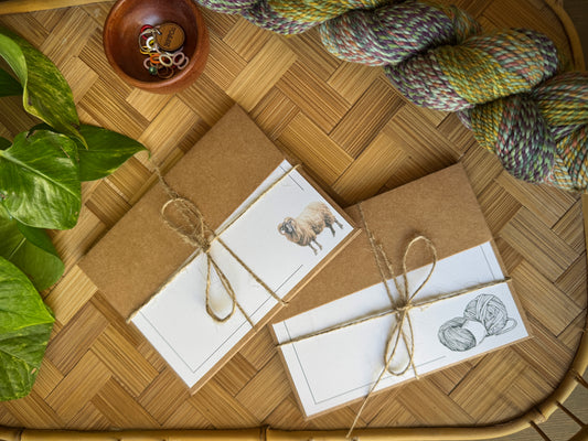Knitting Note Cards  w/Envelopes - Set of 8 Skeins of Yarn