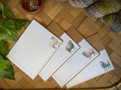 Knitting Note Cards  w/Envelopes - Set of 8 Watercolor Sheep