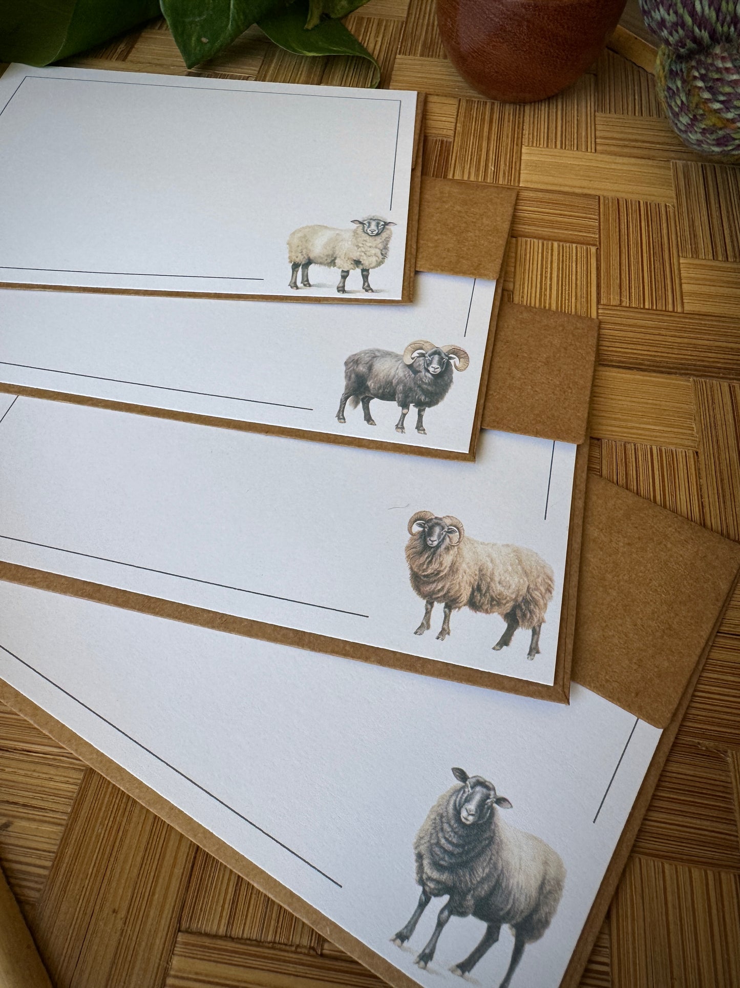 Knitting Note Cards  w/Envelopes - Set of 8 Watercolor Sheep