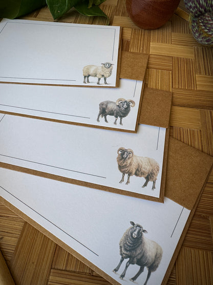 Knitting Note Cards  w/Envelopes - Set of 8 Watercolor Sheep
