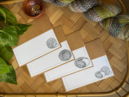Knitting Note Cards  w/Envelopes - Set of 8 Skeins of Yarn