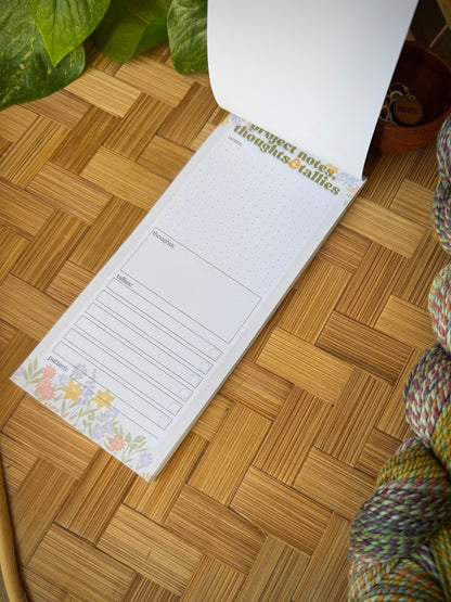 Project Notes, Thoughts & Tallies Notepad for Knitters/Crocheters 3.5"x8"