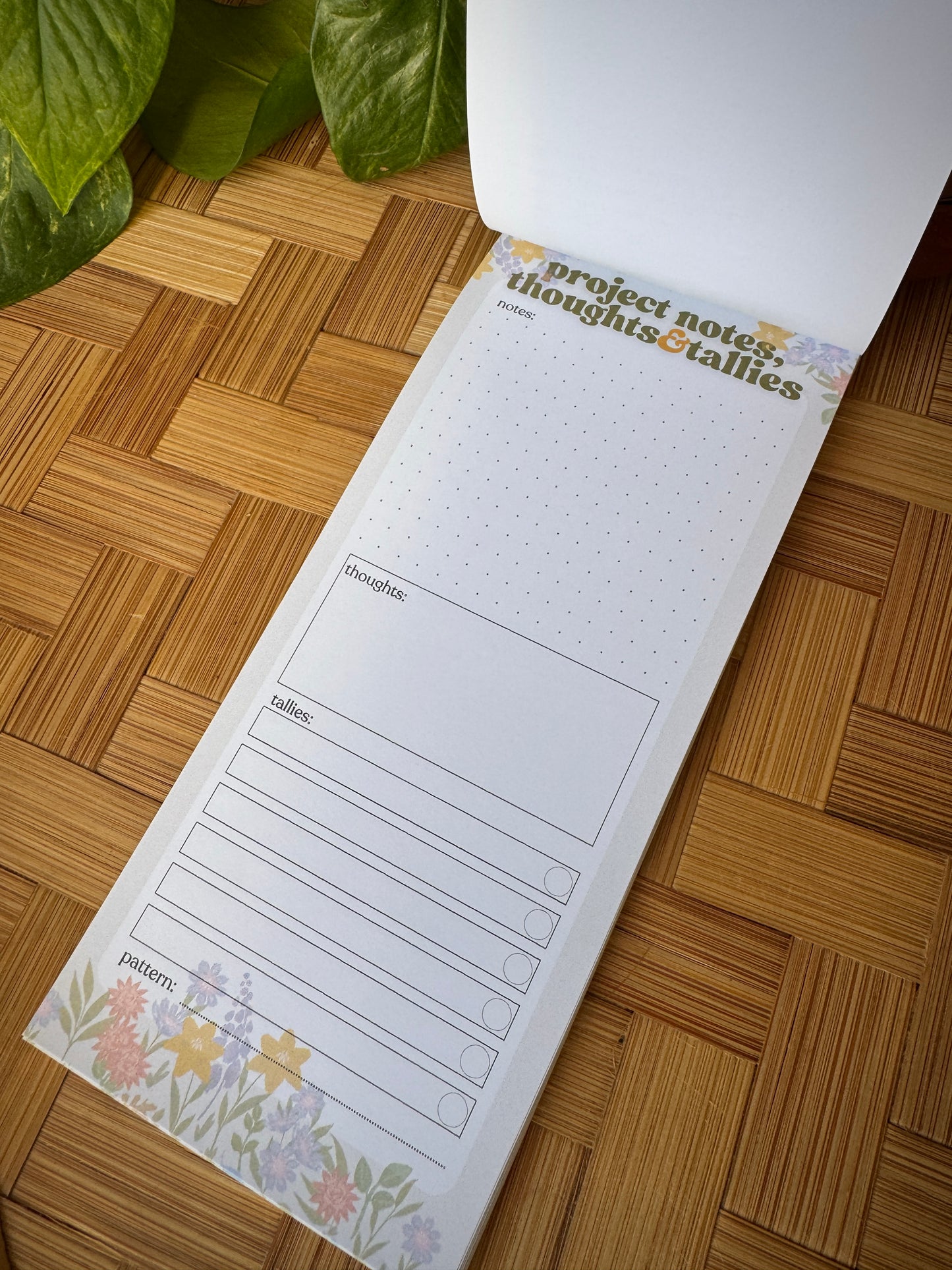 Project Notes, Thoughts & Tallies Notepad for Knitters/Crocheters 3.5"x8"