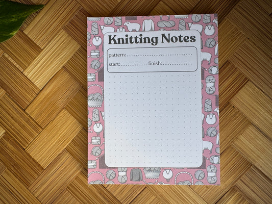 Knitting Notes Notepad for Knitters 4"x5"