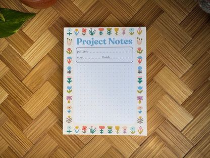 Project Notes Notepad for Crafters -Folk Flowers